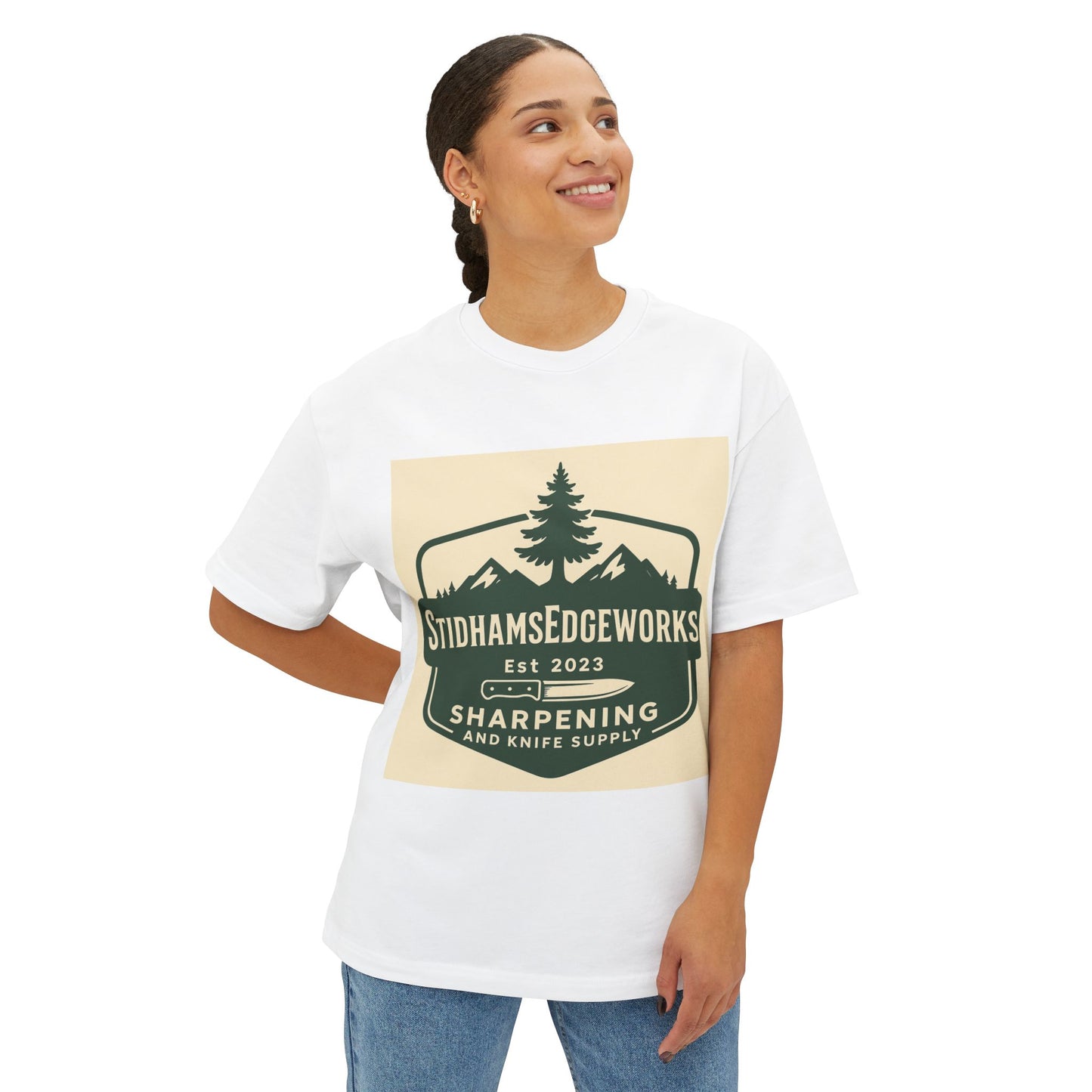 Unisex Boxy Tee with Vintage Knife Supply Design, Casual T-Shirt, Graphic Tee, Gift for Knife Enthusiasts, Summer Fashion