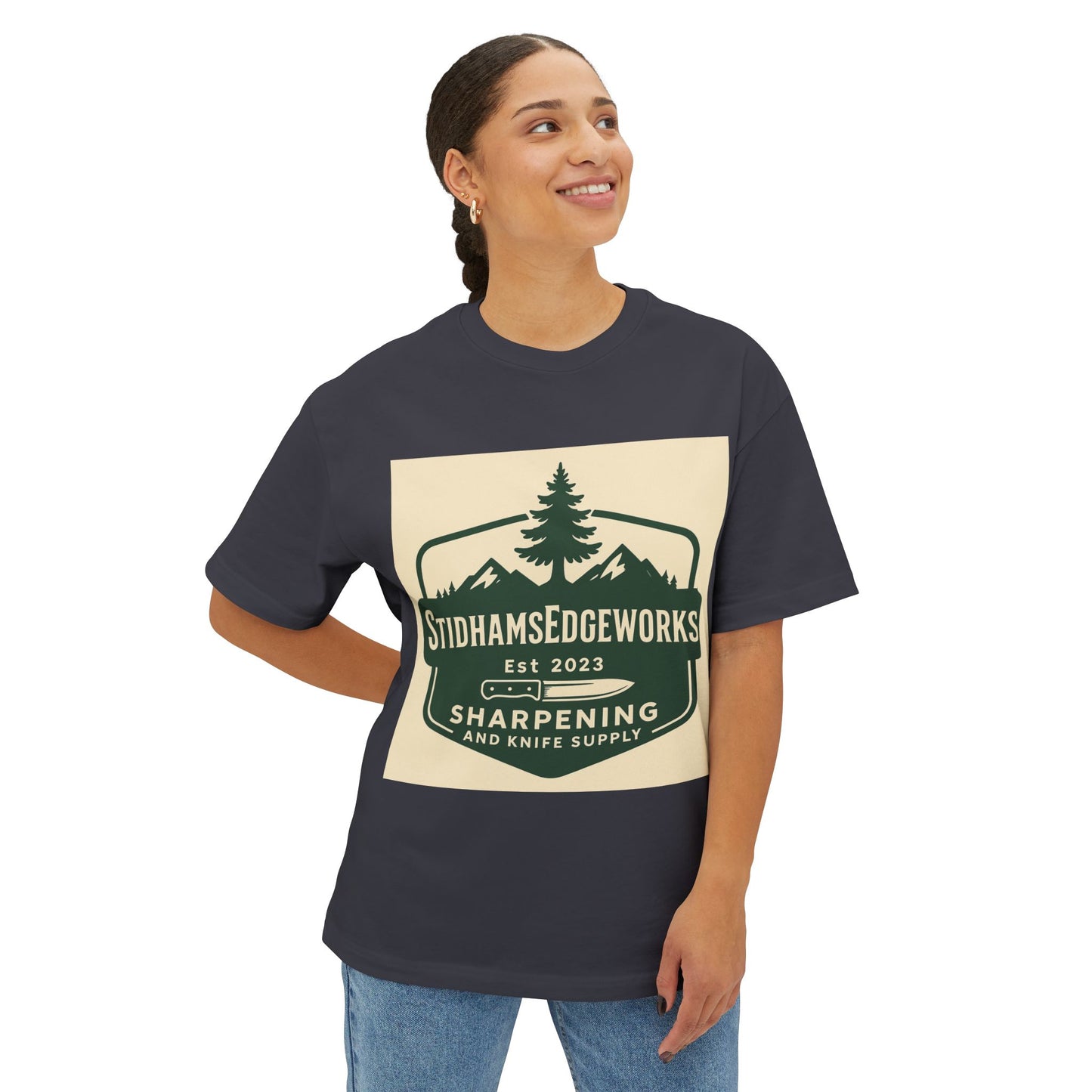 Unisex Boxy Tee with Vintage Knife Supply Design, Casual T-Shirt, Graphic Tee, Gift for Knife Enthusiasts, Summer Fashion