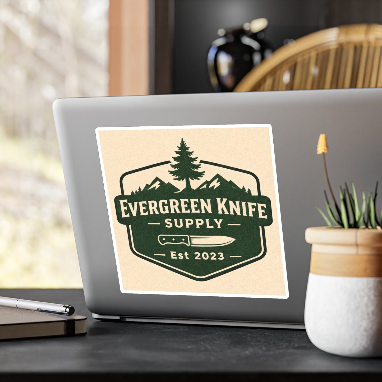 Evergreen Knife Supply Vinyl Sticker — Outdoor Knife Logo Decal (Kiss-Cut)