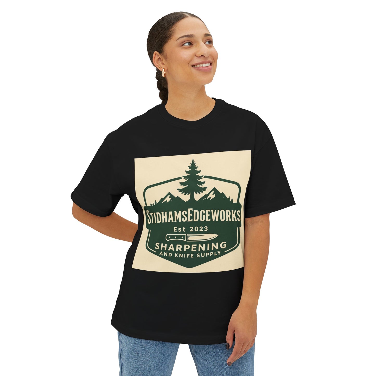 Unisex Boxy Tee with Vintage Knife Supply Design, Casual T-Shirt, Graphic Tee, Gift for Knife Enthusiasts, Summer Fashion