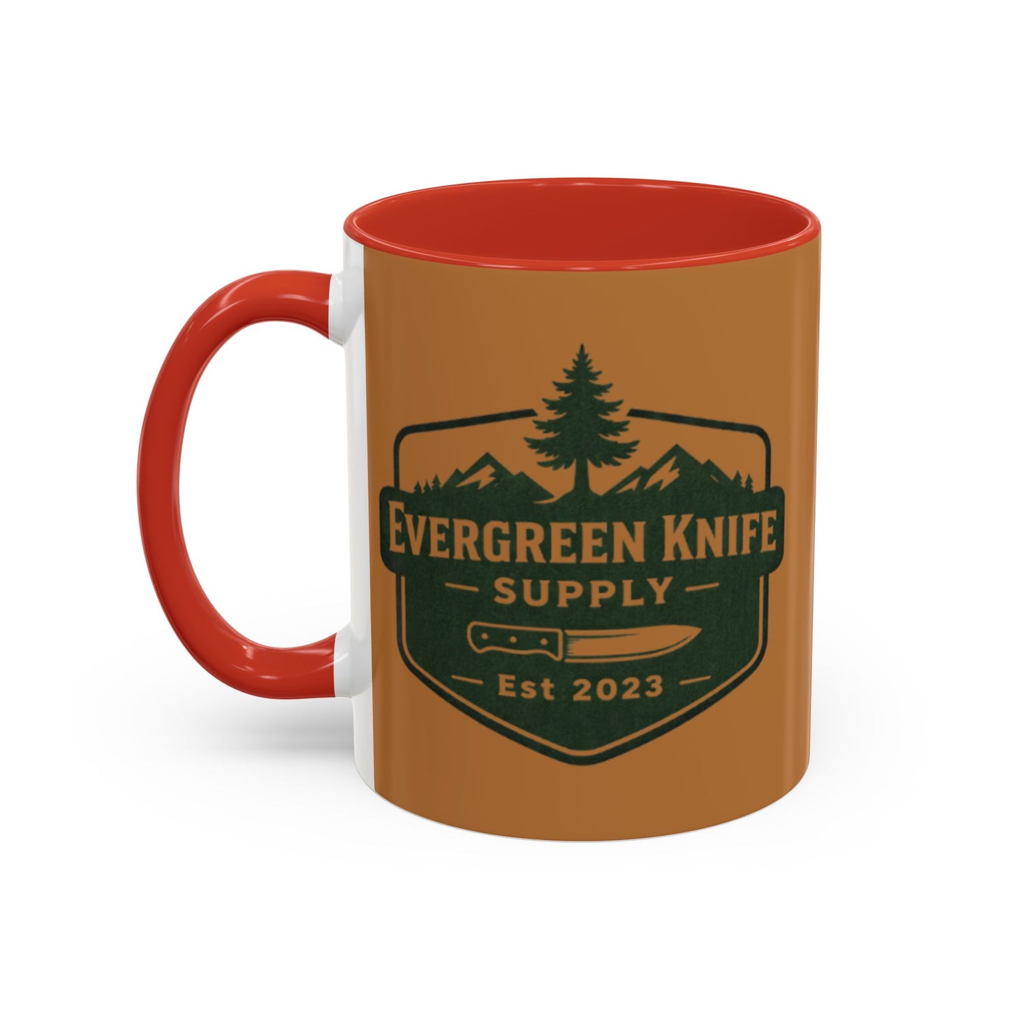 Evergreen Knife Supply Coffee Mug — Rustic Outdoor Logo Accent Mug