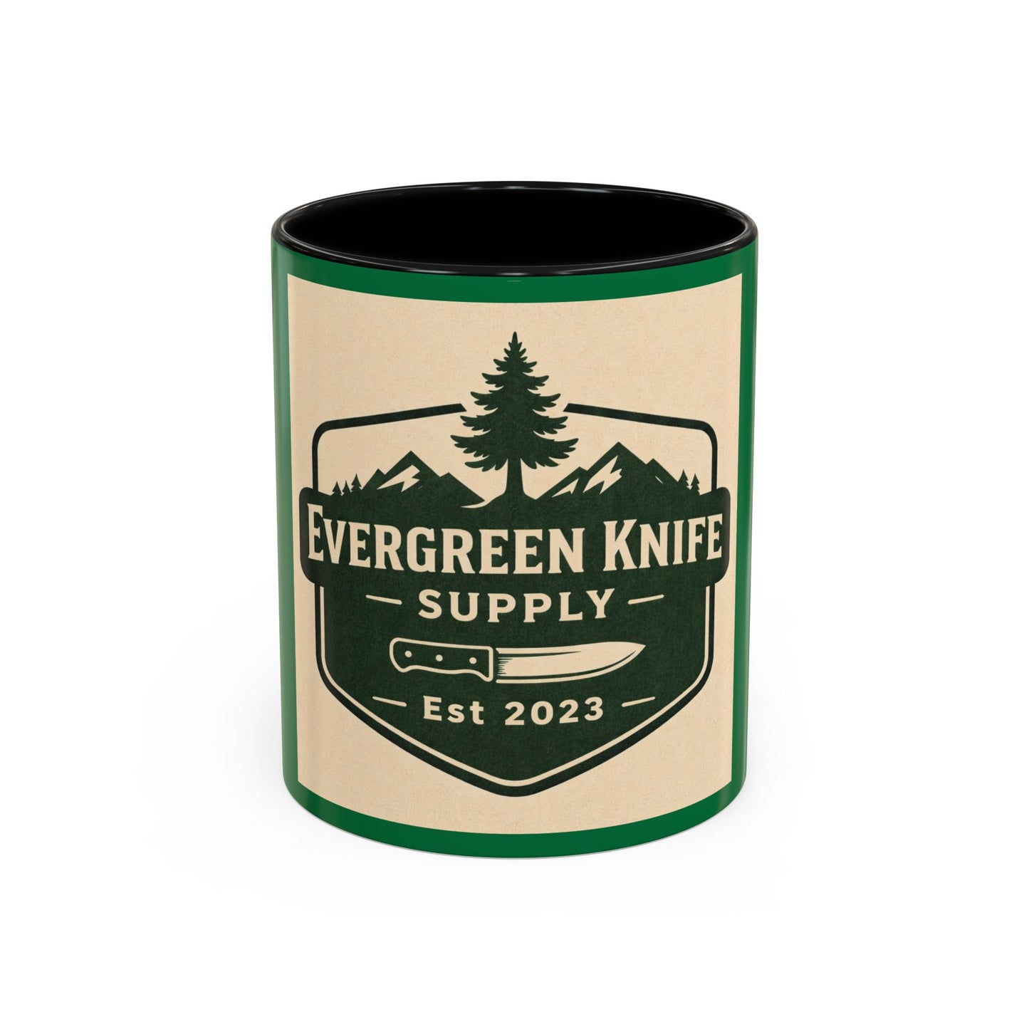 Evergreen Knife Supply Coffee Mug — Rustic Outdoor Camper 11/15oz Accent Mug