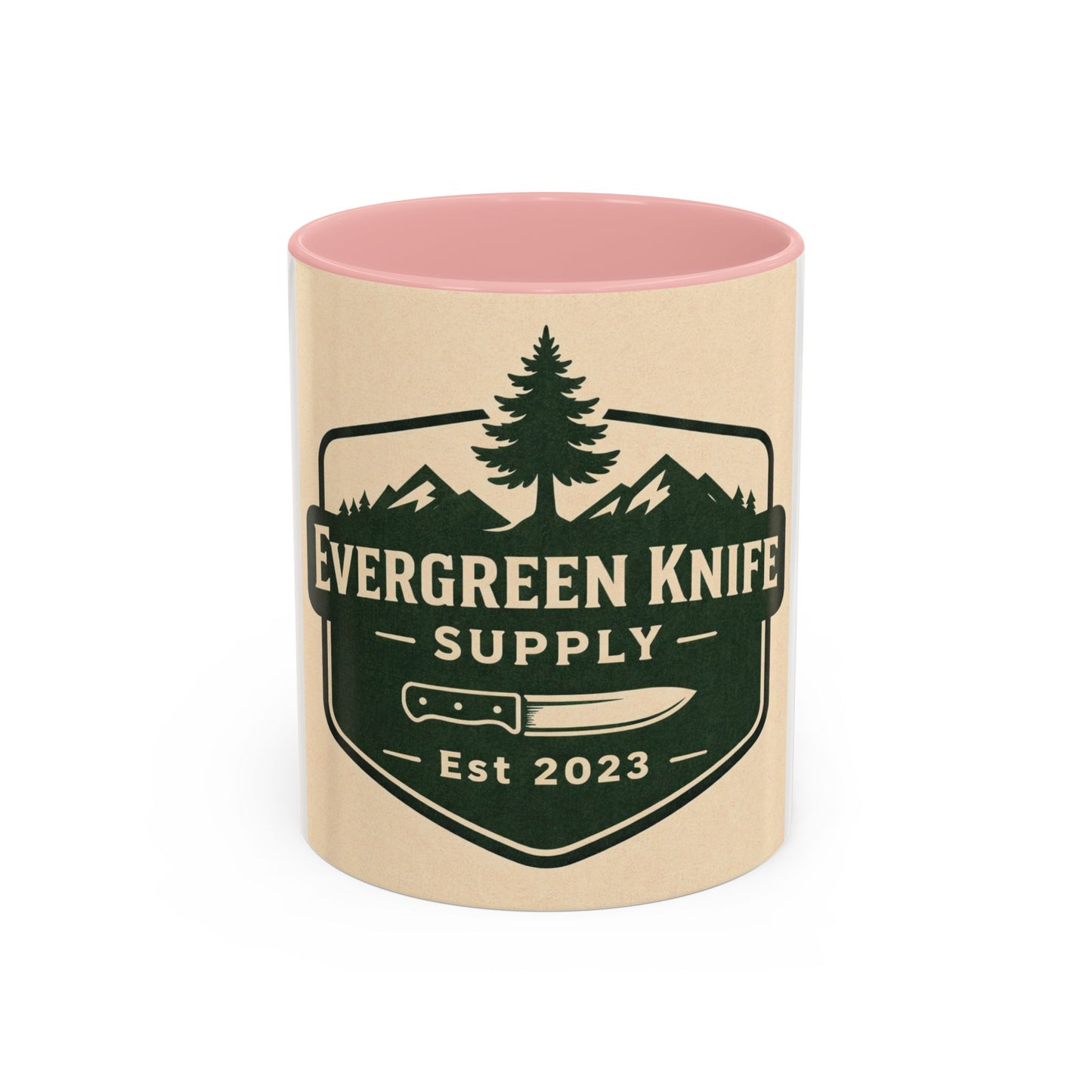 Evergreen Knife Supply Coffee Mug — Rustic Outdoor Logo Accent Mug