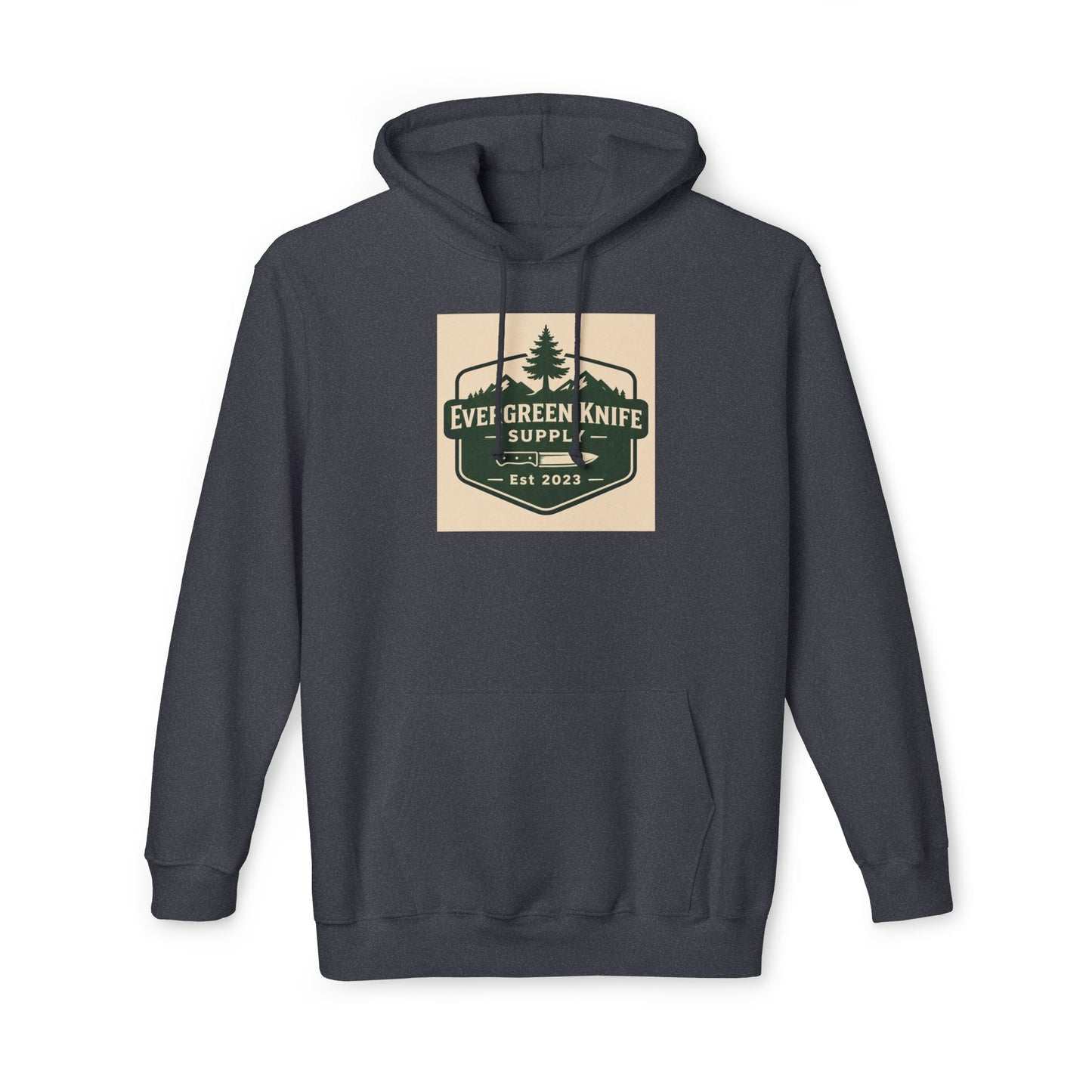 Evergreen Knife Supply Hoodie — Outdoor Camping Logo Pullover (Est. 2023)