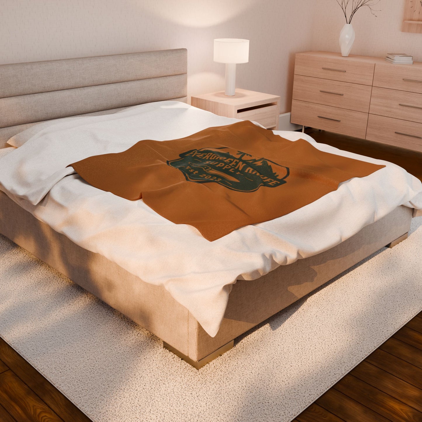 Evergreen Knife Supply Velveteen Plush Blanket — Outdoor Knife Logo Throw