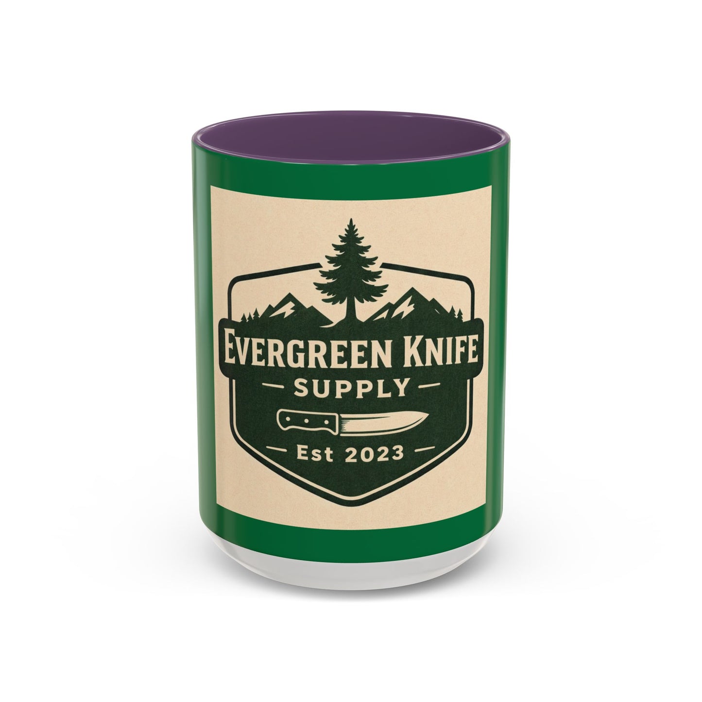 Evergreen Knife Supply Coffee Mug — Rustic Outdoor Camper 11/15oz Accent Mug