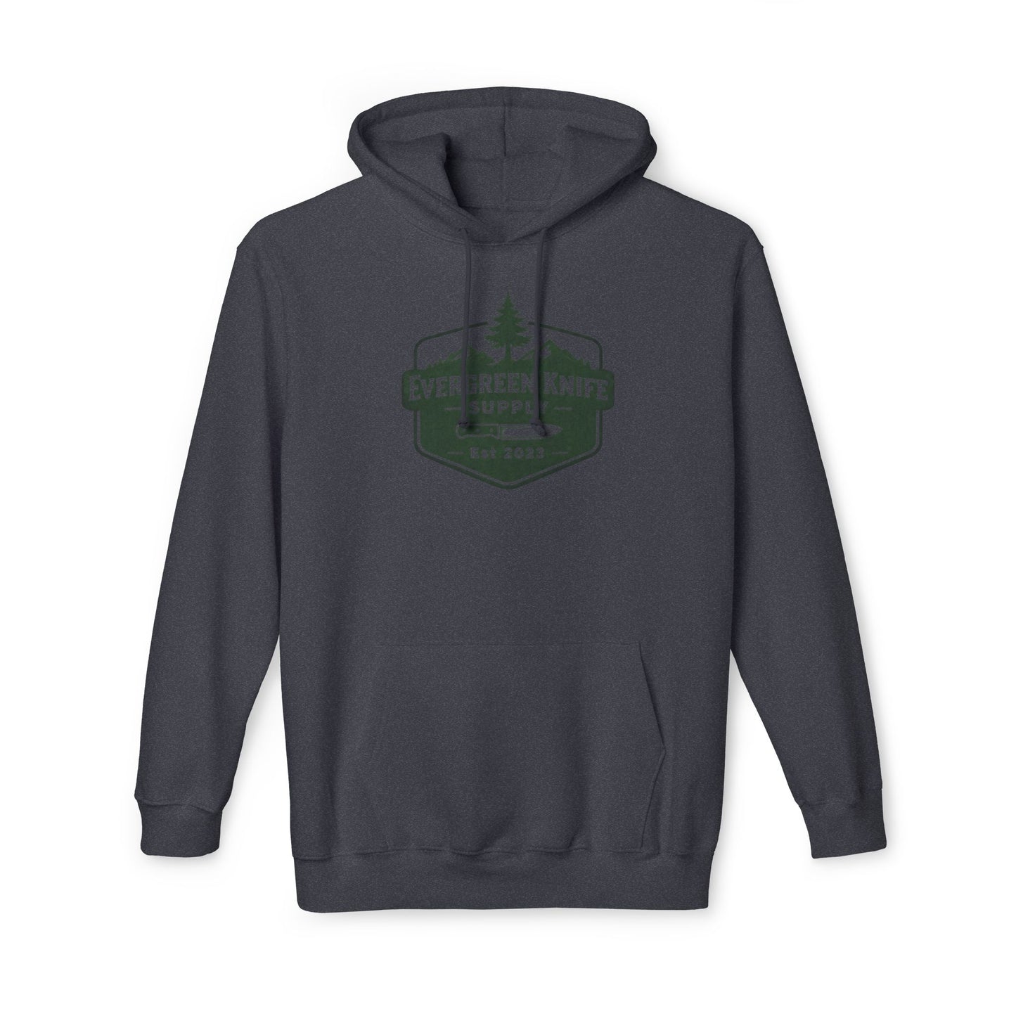 Evergreen Knife Supply Hoodie — Outdoor Camping Logo Pullover (Est. 2023)