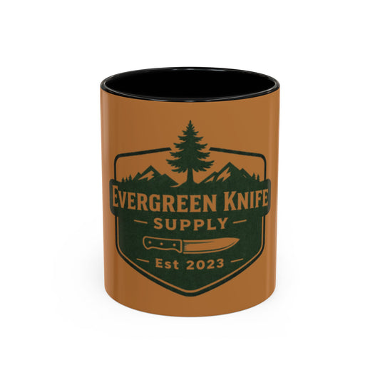 Evergreen Knife Supply Coffee Mug — Rustic Outdoor Camper 11/15oz Accent Mug
