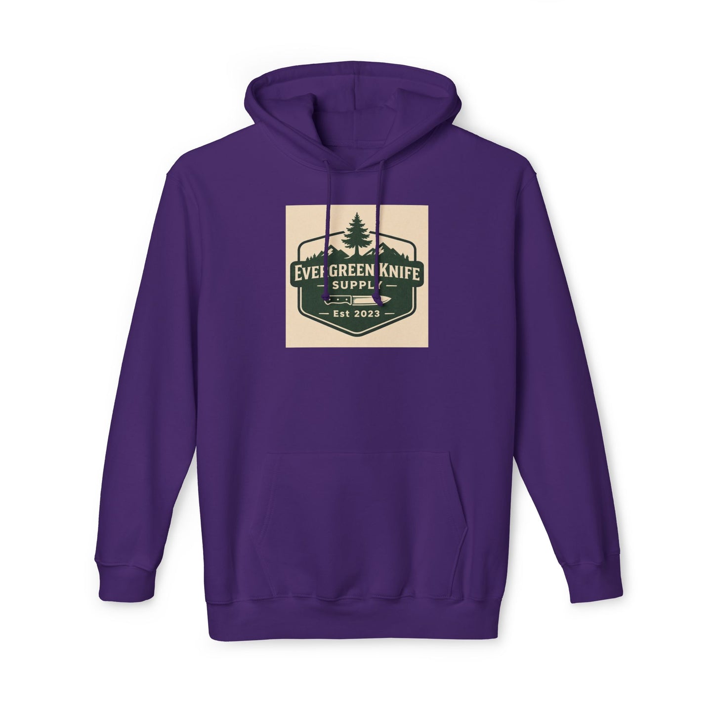 Evergreen Knife Supply Hoodie — Outdoor Camping Logo Pullover (Est. 2023)