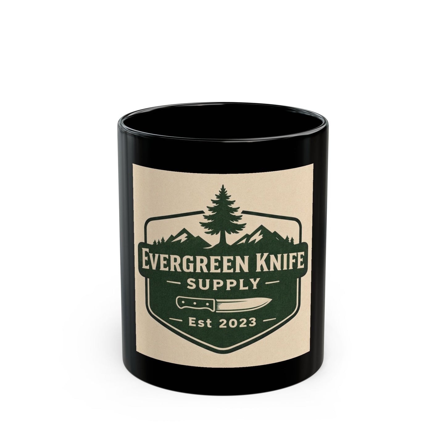 Evergreen Knife Supply Logo Mug — Black Coffee Cup (11oz, 15oz)