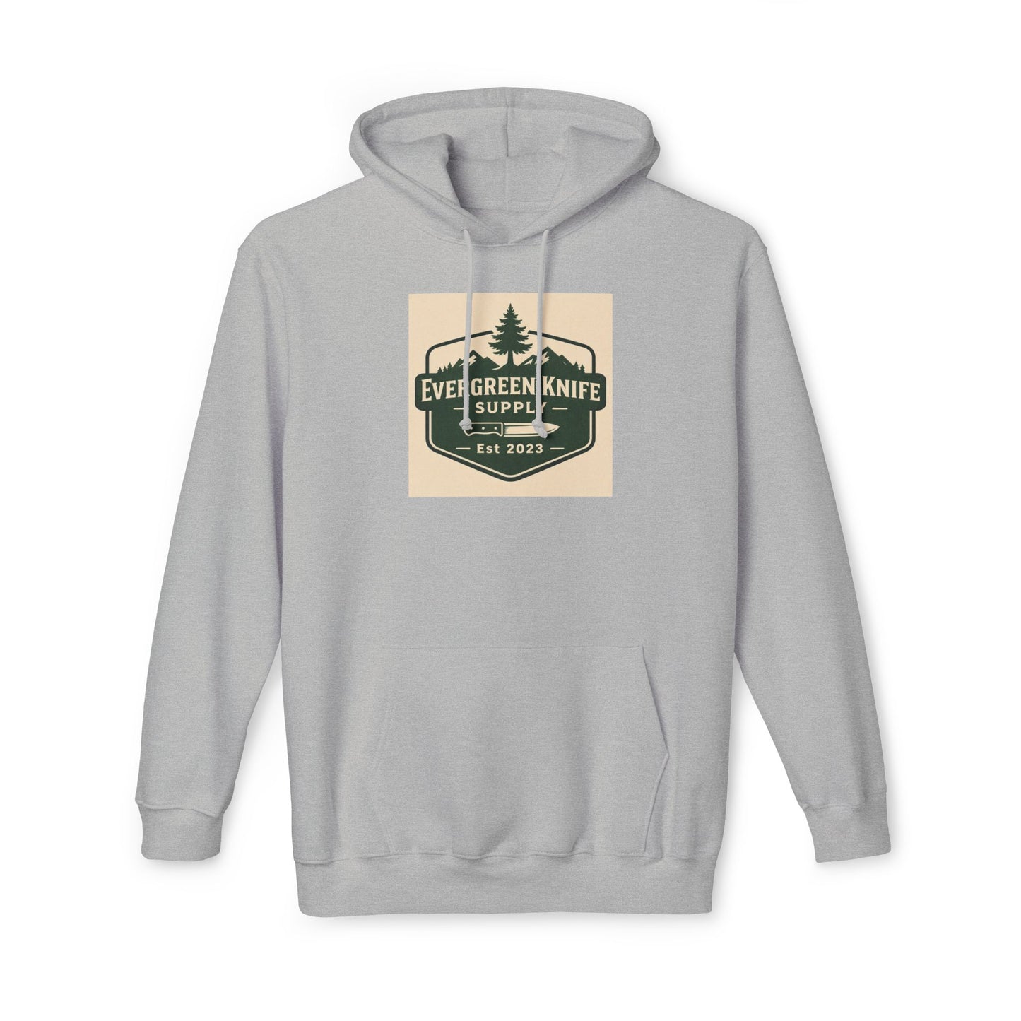 Evergreen Knife Supply Hoodie — Outdoor Camping Logo Pullover (Est. 2023)