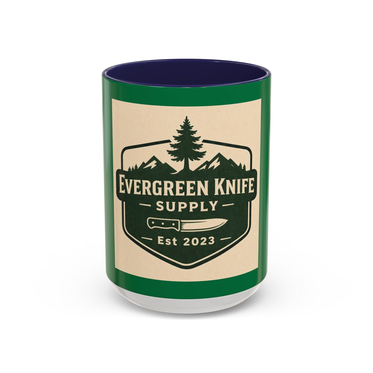 Evergreen Knife Supply Coffee Mug — Rustic Outdoor Camper 11/15oz Accent Mug