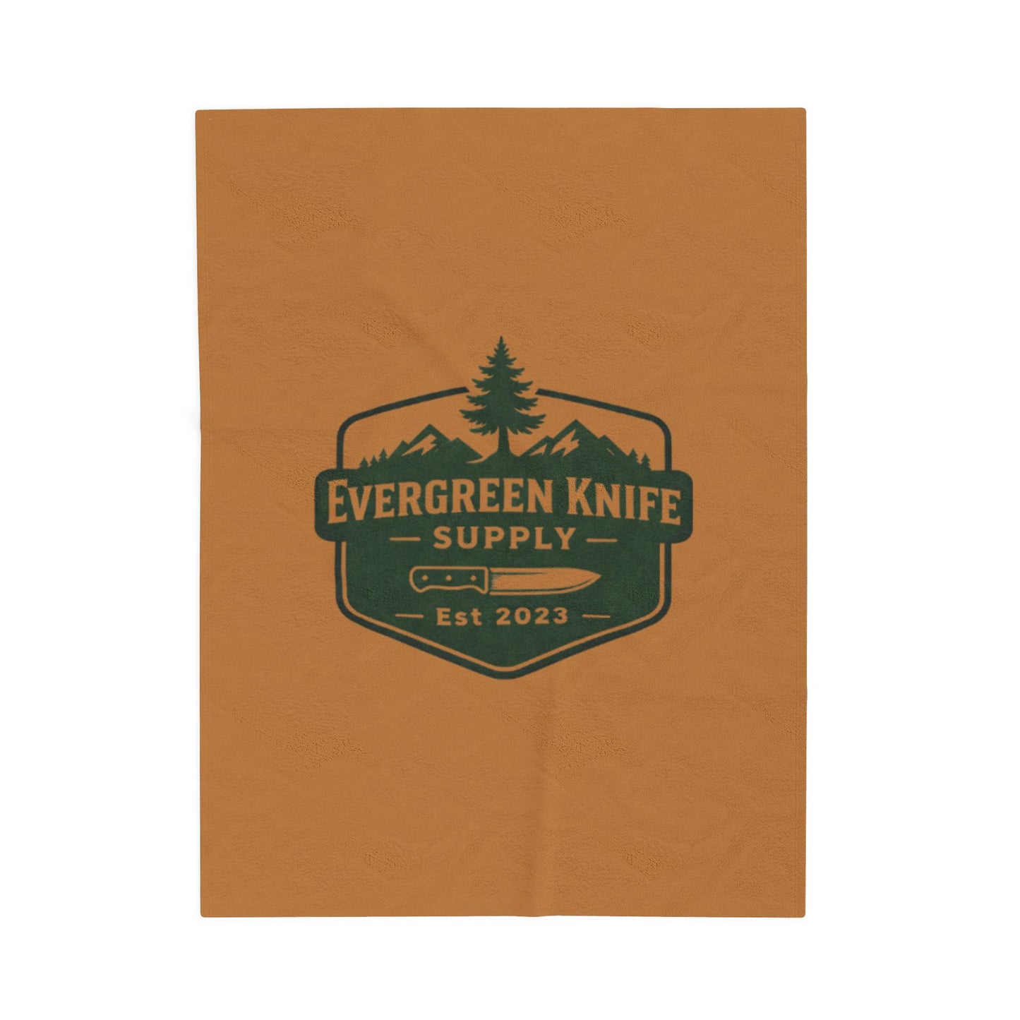 Evergreen Knife Supply Velveteen Plush Blanket — Outdoor Knife Logo Throw