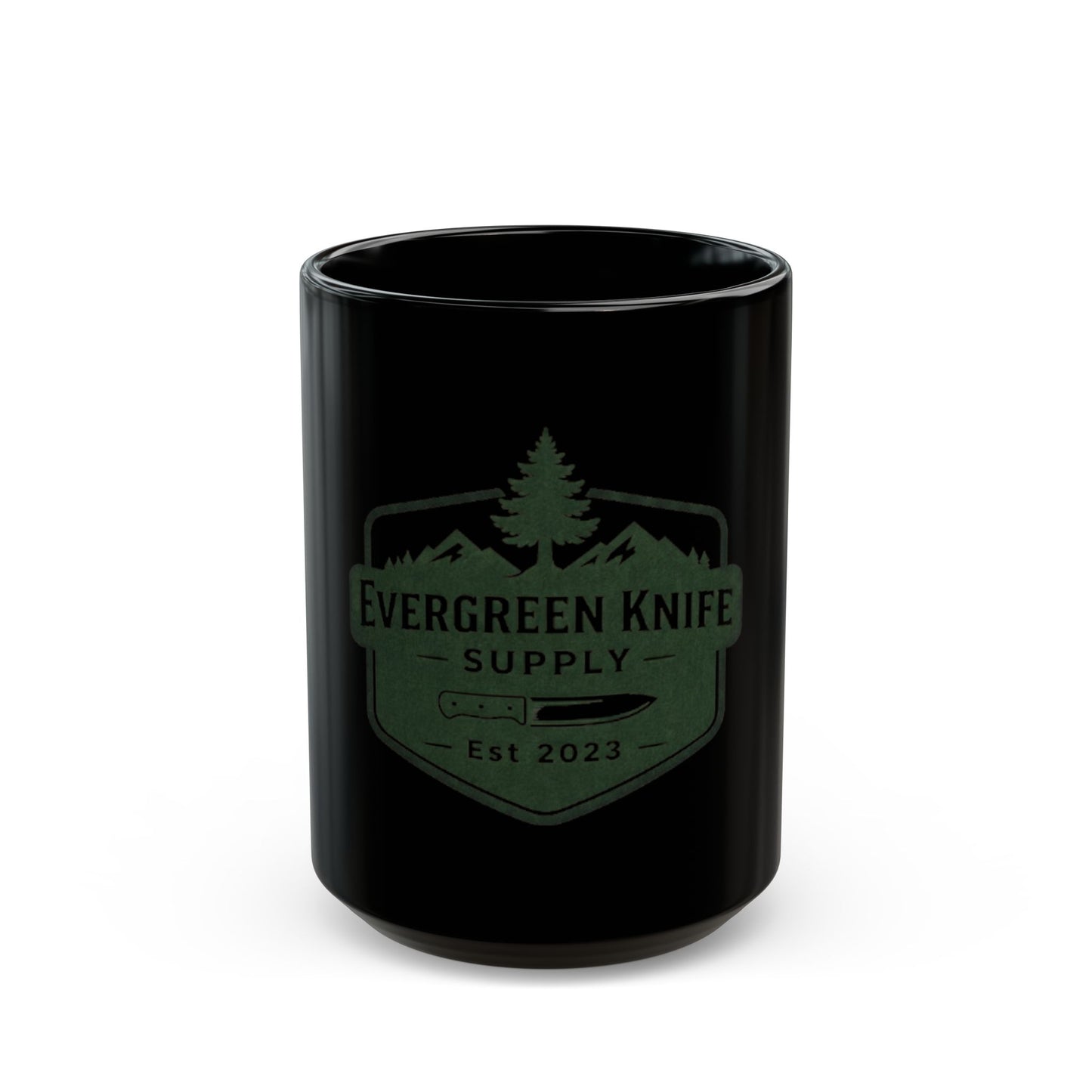 Evergreen Knife Supply Logo Mug — Black Coffee Cup (11oz, 15oz)