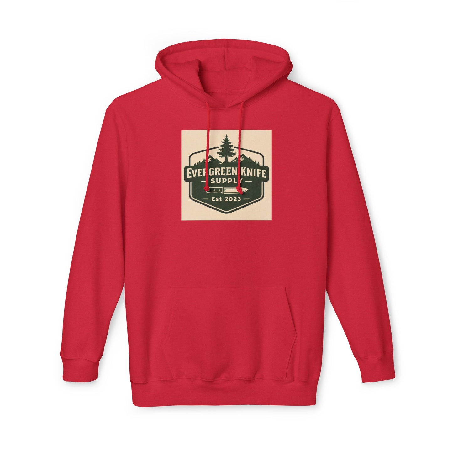 Evergreen Knife Supply Hoodie — Outdoor Camping Logo Pullover (Est. 2023)
