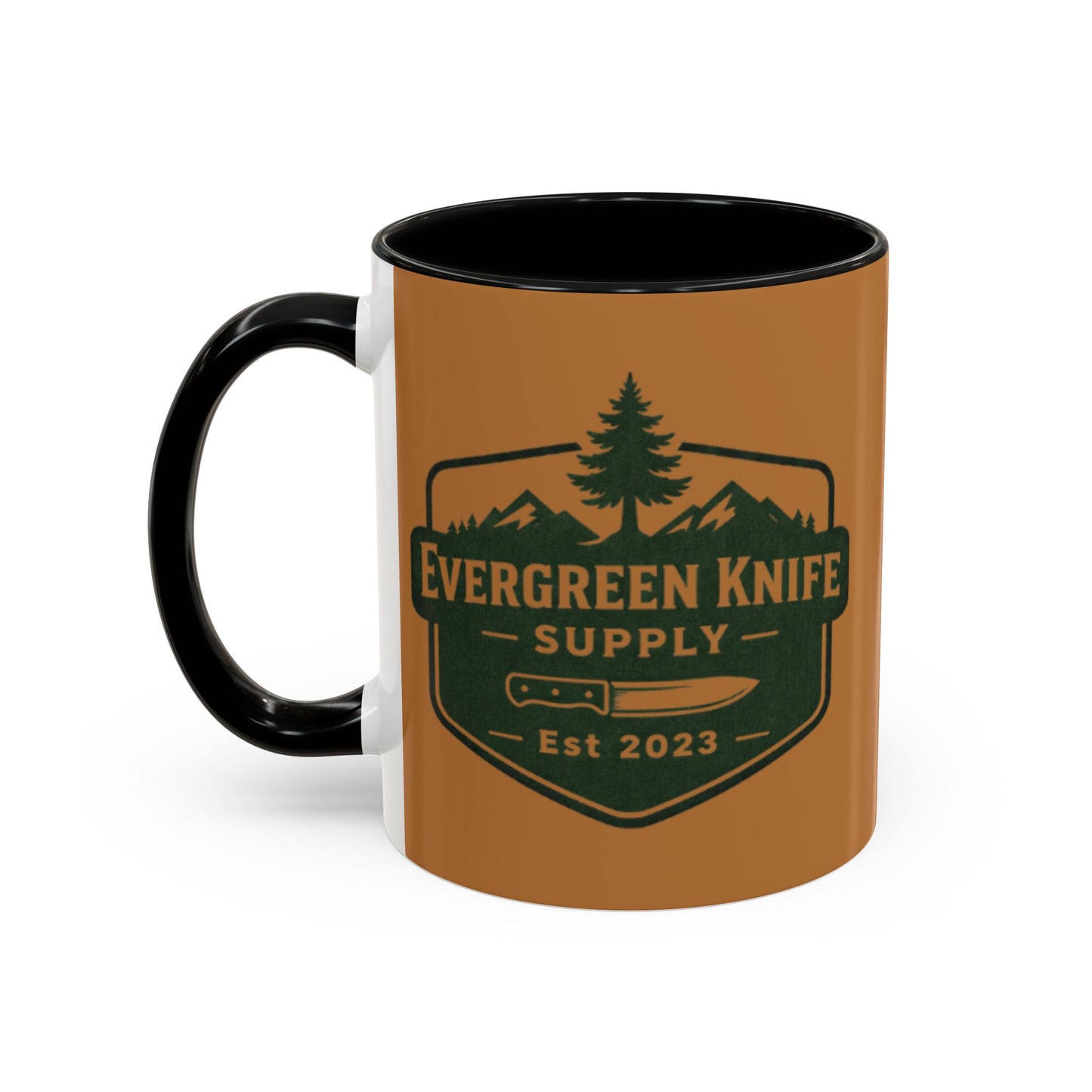 Evergreen Knife Supply Coffee Mug — Rustic Outdoor Logo Accent Mug