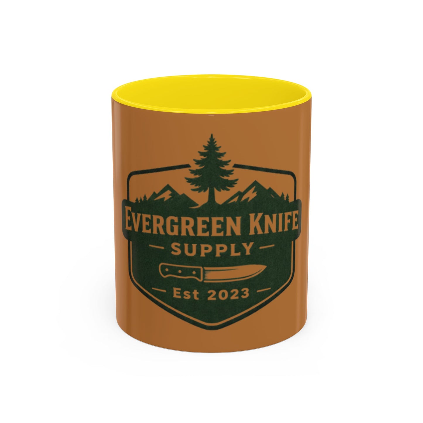 Evergreen Knife Supply Coffee Mug — Rustic Outdoor Camper 11/15oz Accent Mug