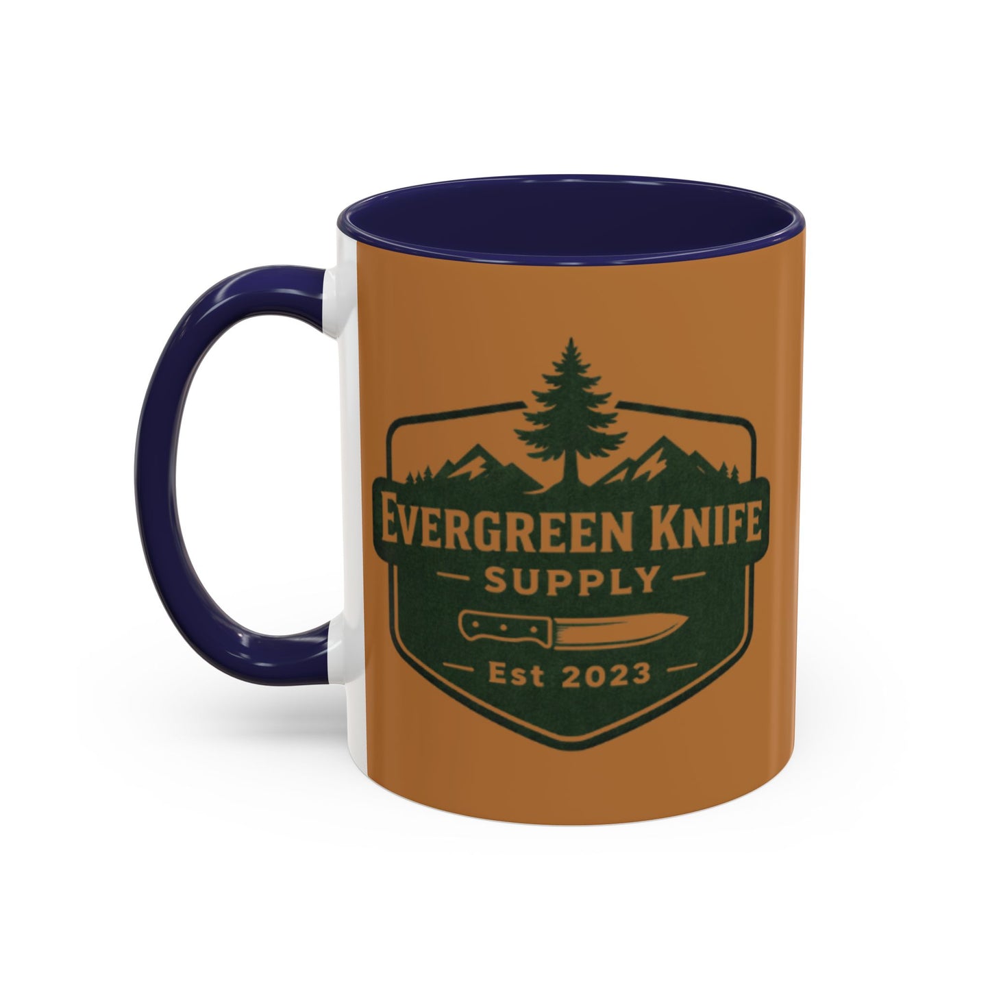 Evergreen Knife Supply Coffee Mug — Rustic Outdoor Logo Accent Mug