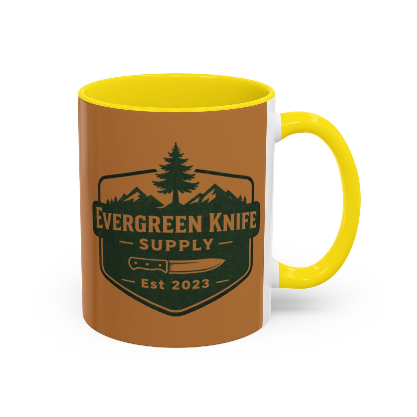 Evergreen Knife Supply Coffee Mug — Rustic Outdoor Logo Accent Mug