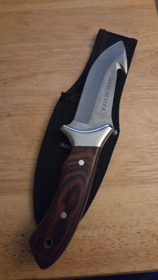 Winchester Pakka Wood Gut Hook Fixed Blade Knife