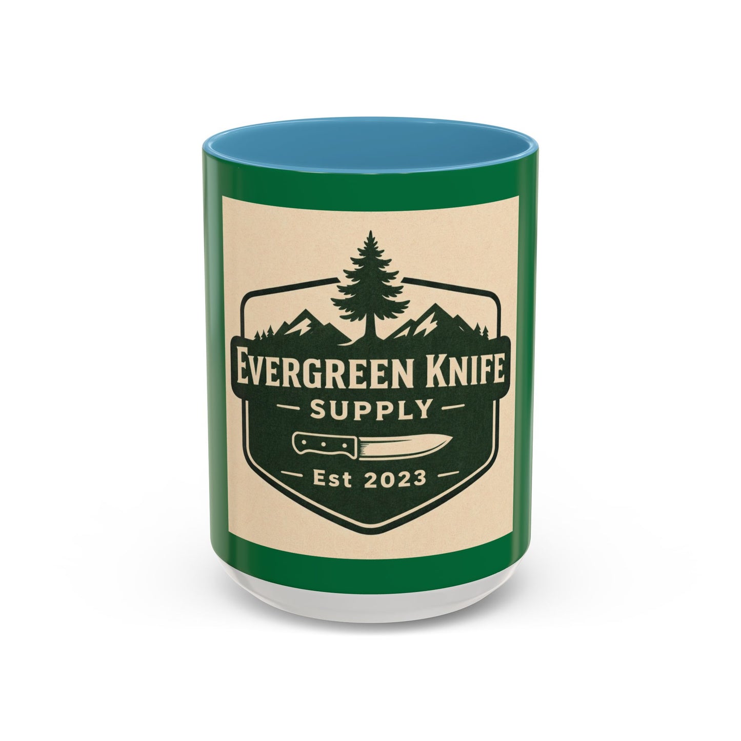 Evergreen Knife Supply Coffee Mug — Rustic Outdoor Camper 11/15oz Accent Mug