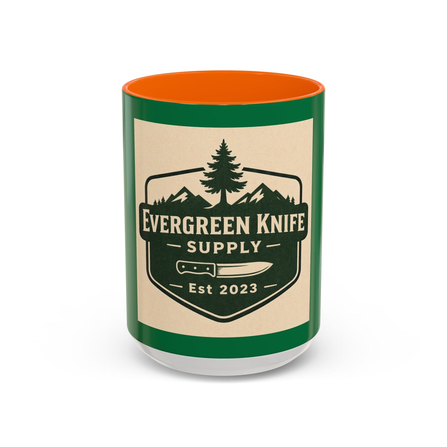 Evergreen Knife Supply Coffee Mug — Rustic Outdoor Camper 11/15oz Accent Mug