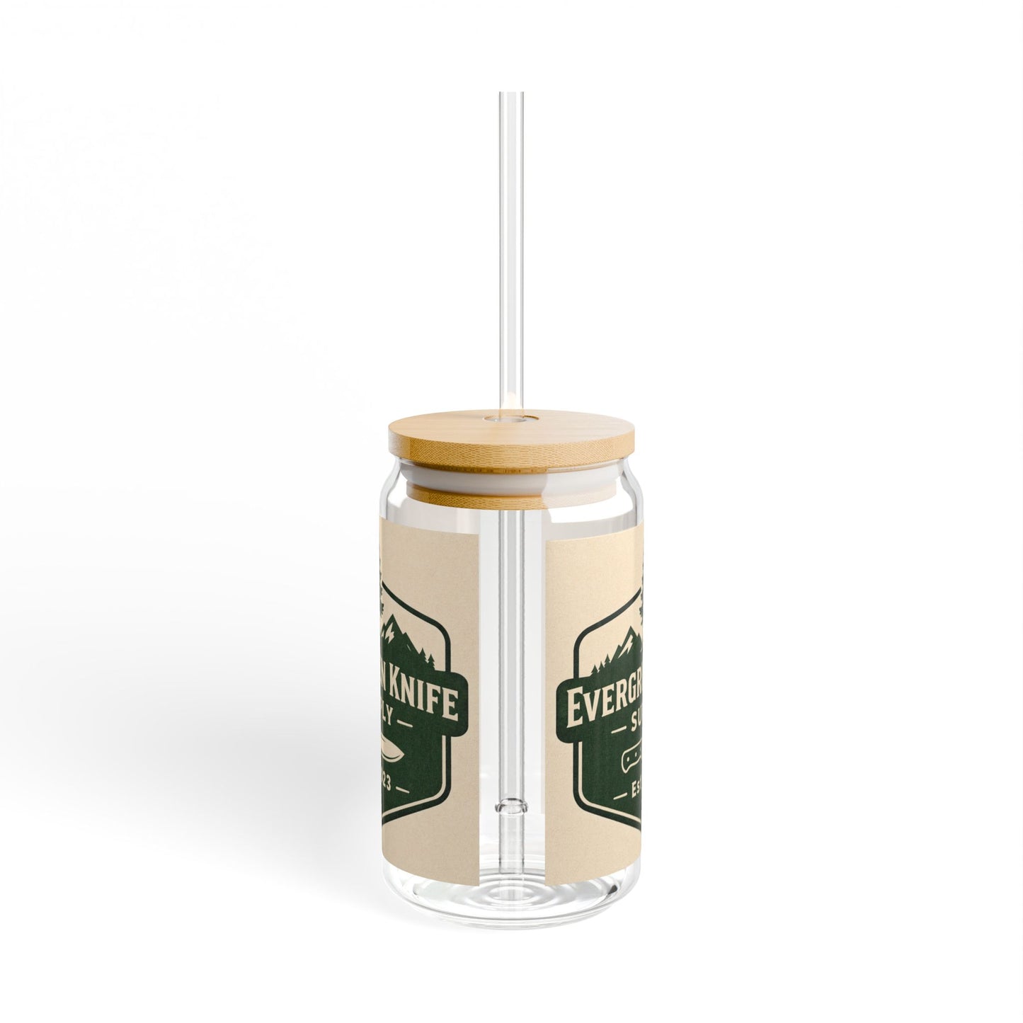 Evergreen Knife Supply 16oz Sipper Glass – Bamboo Lid Travel Tumbler