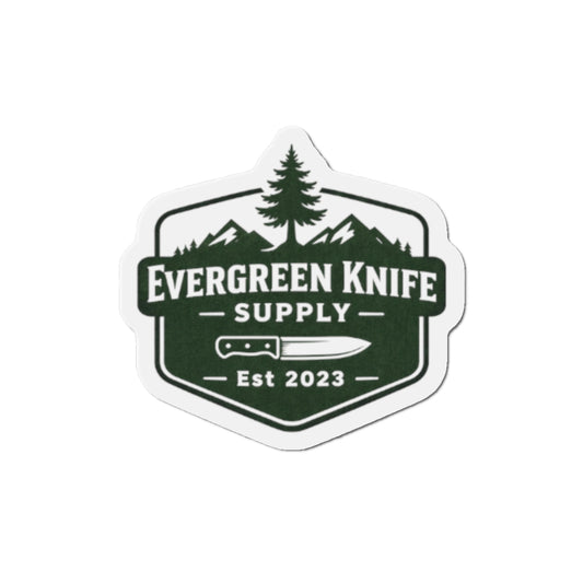 Evergreen Knife Supply Die-Cut Magnet — Outdoor Knife Logo Fridge Sticker (Est. 2023)