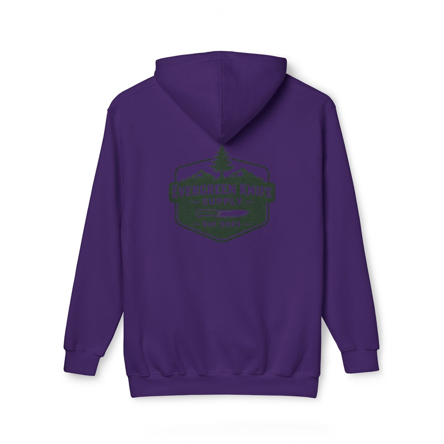 Evergreen Knife Supply Hoodie — Outdoor Camping Logo Pullover (Est. 2023)