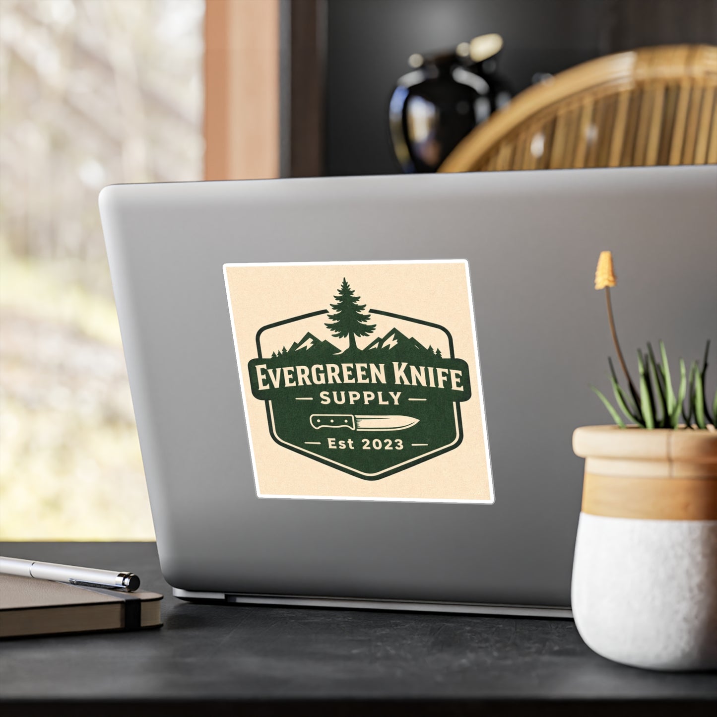 Evergreen Knife Supply Vinyl Sticker — Outdoor Knife Logo Decal (Kiss-Cut)