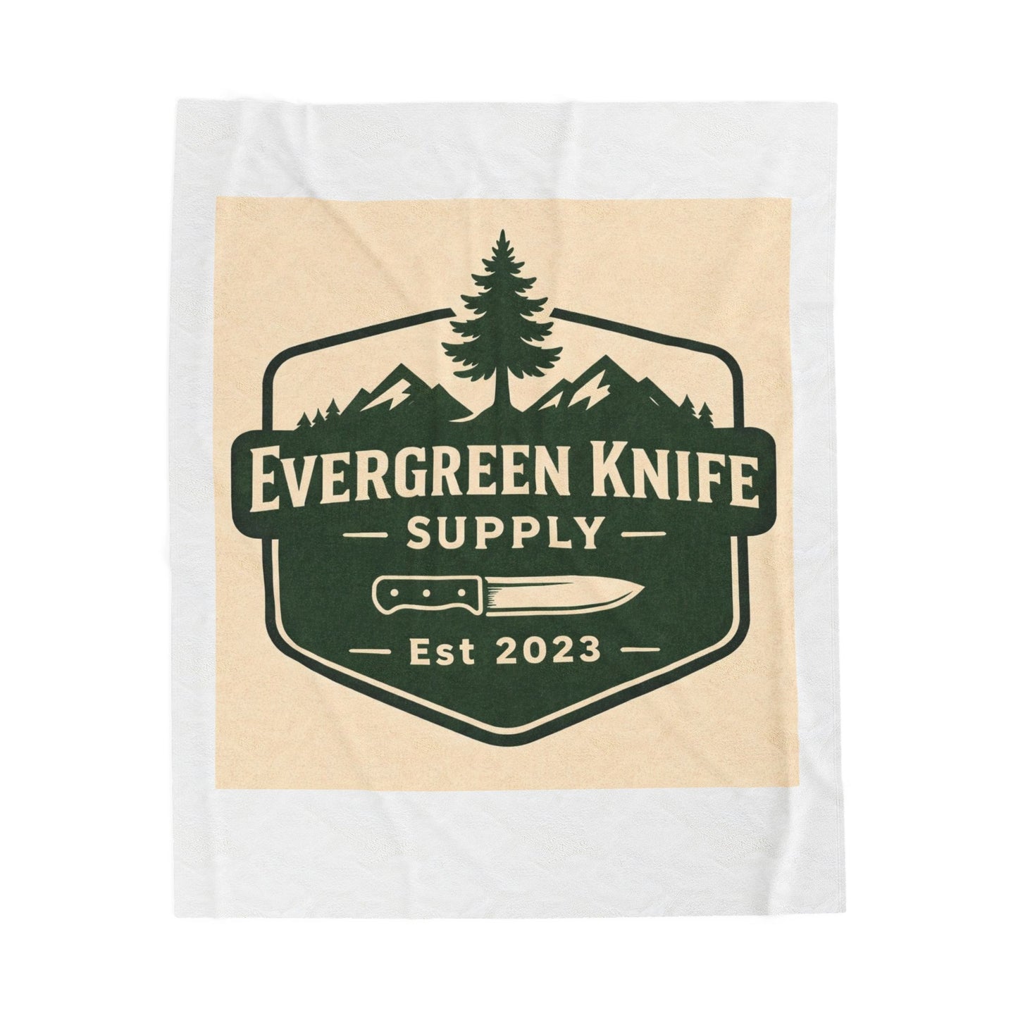 Evergreen Knife Supply Velveteen Plush Blanket — Outdoor Knife Logo Throw