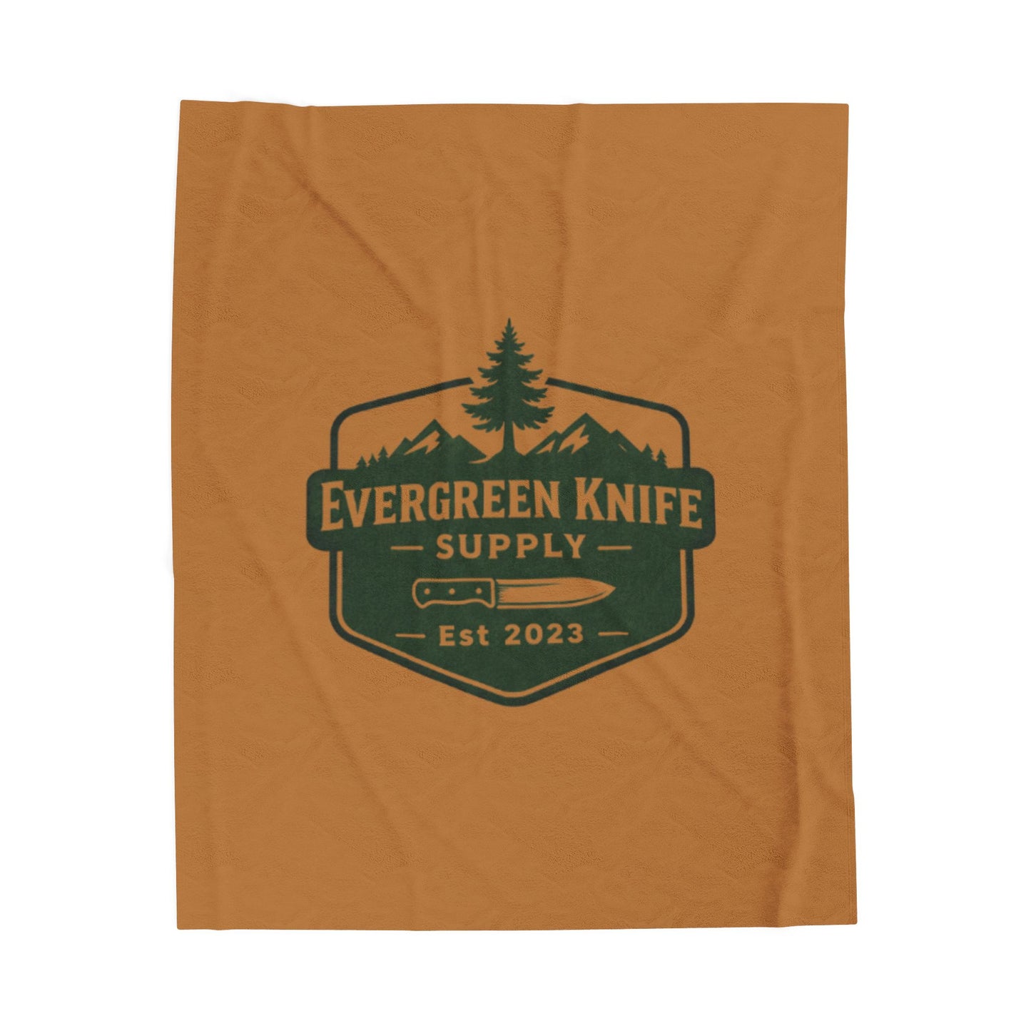 Evergreen Knife Supply Velveteen Plush Blanket — Outdoor Knife Logo Throw