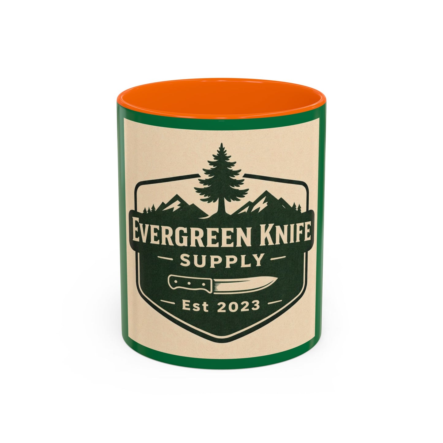 Evergreen Knife Supply Coffee Mug — Rustic Outdoor Camper 11/15oz Accent Mug
