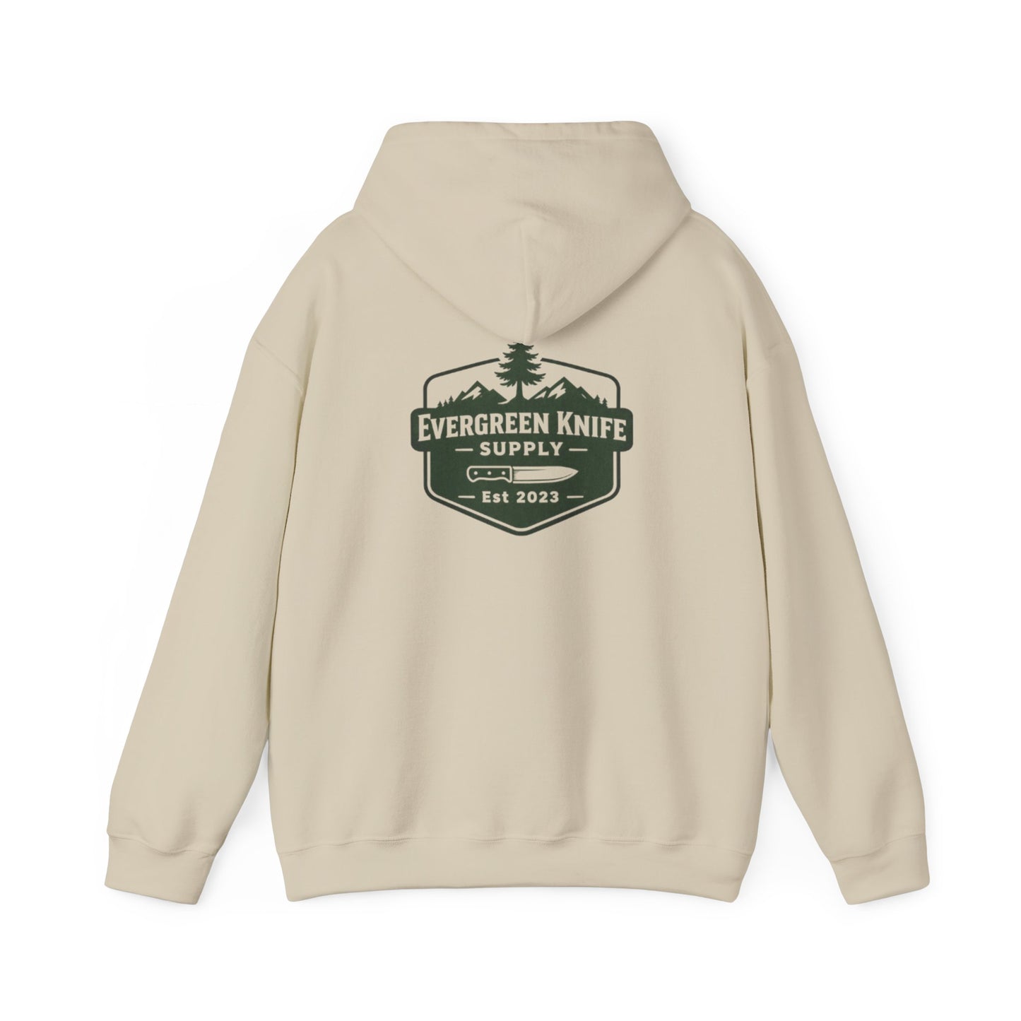 Evergreen Knife Supply Hoodie – Outdoor Camping Logo Sweatshirt