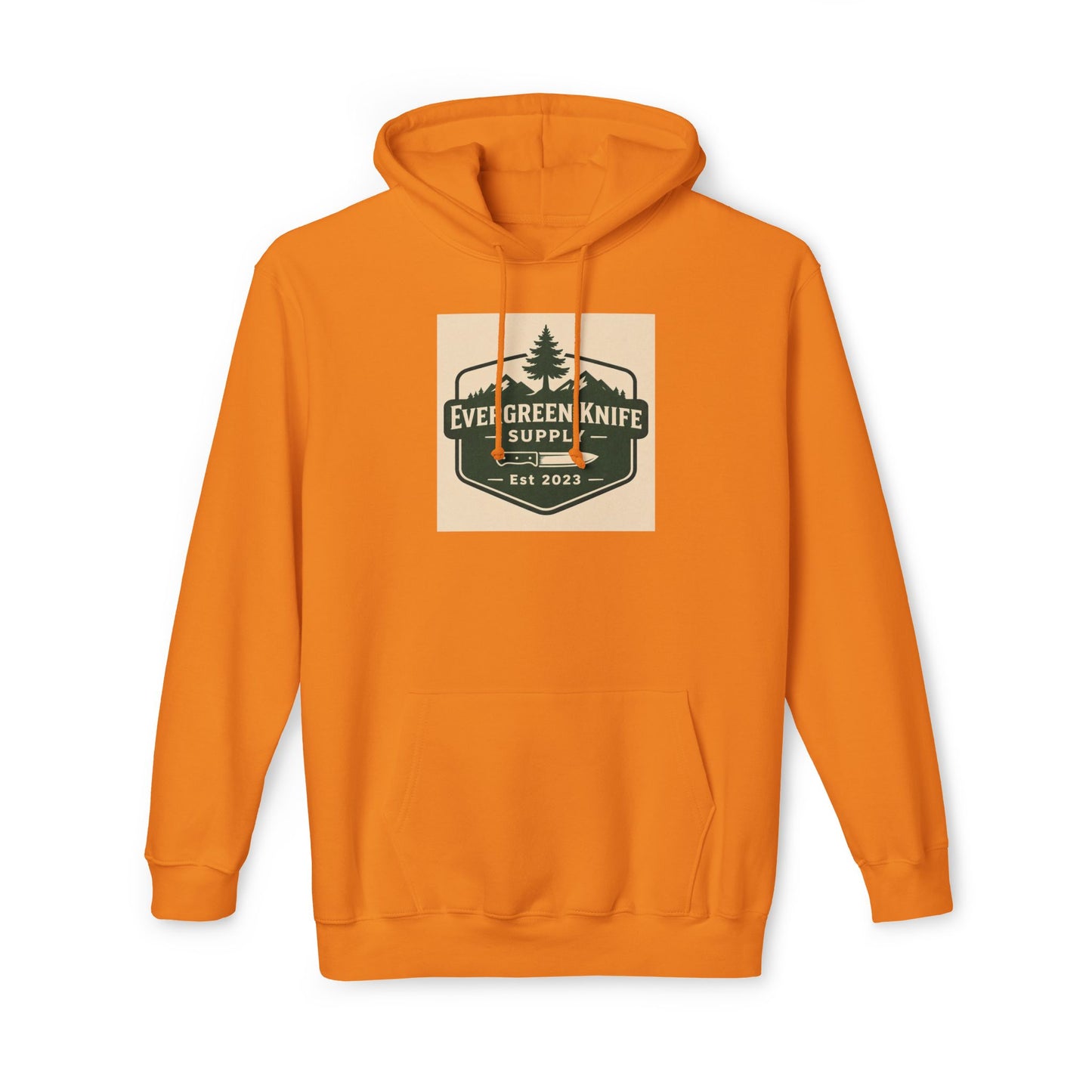 Evergreen Knife Supply Hoodie — Outdoor Camping Logo Pullover (Est. 2023)