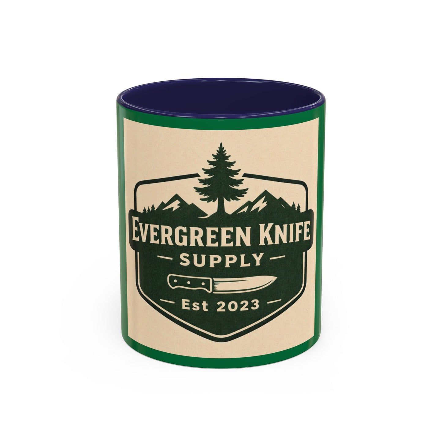 Evergreen Knife Supply Coffee Mug — Rustic Outdoor Camper 11/15oz Accent Mug