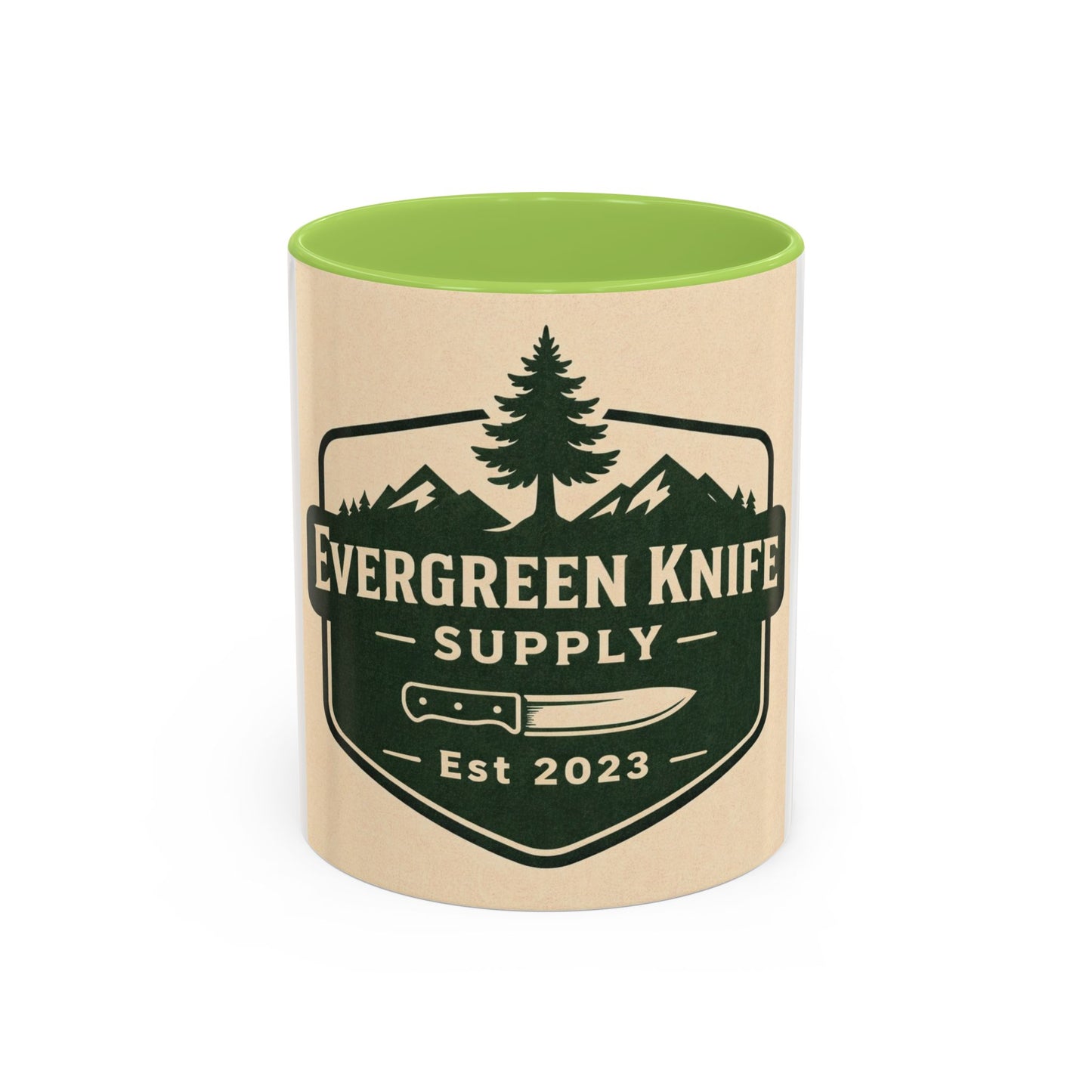 Evergreen Knife Supply Coffee Mug — Rustic Outdoor Logo Accent Mug