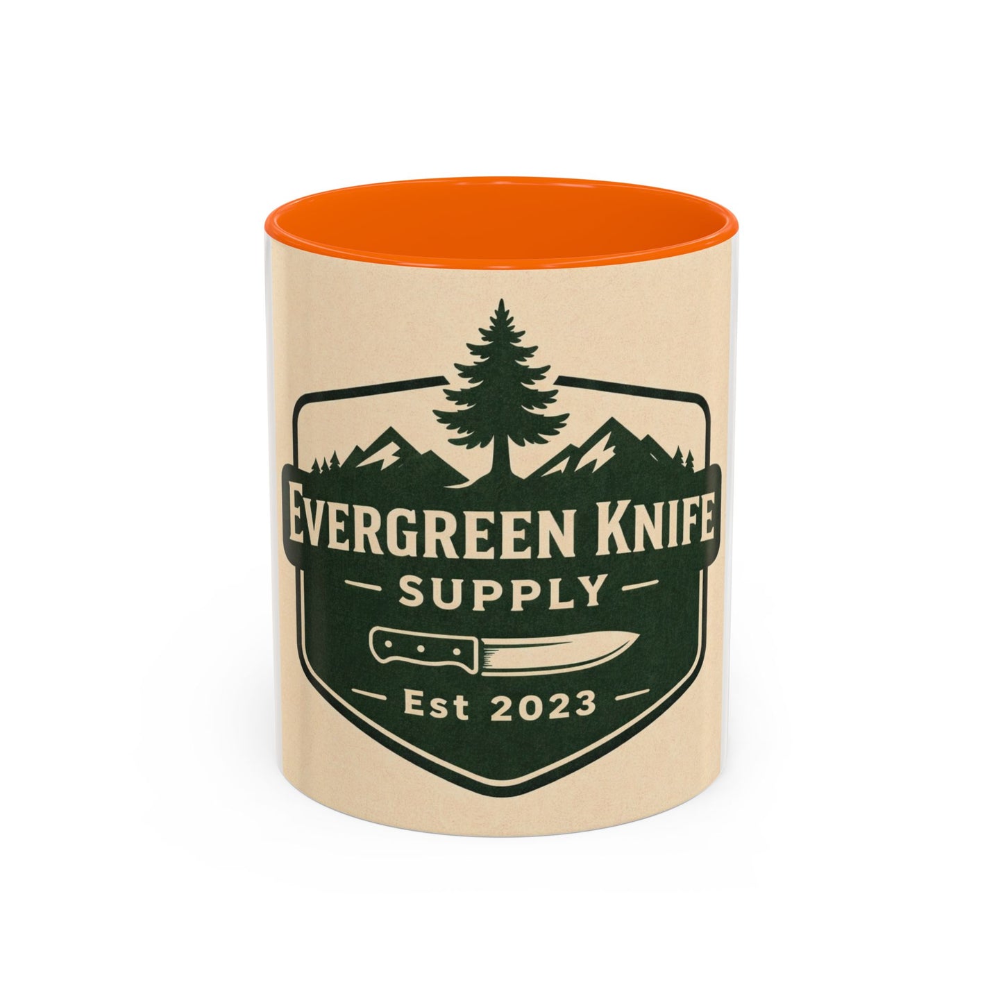 Evergreen Knife Supply Coffee Mug — Rustic Outdoor Logo Accent Mug