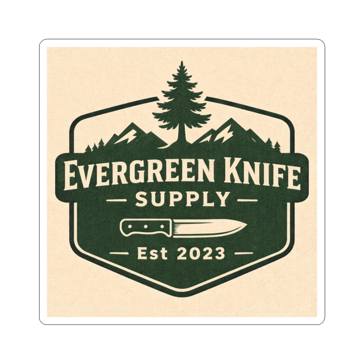 Evergreen Knife Supply Sticker — Outdoor Knife Logo Kiss-Cut Sticker (Est. 2023)