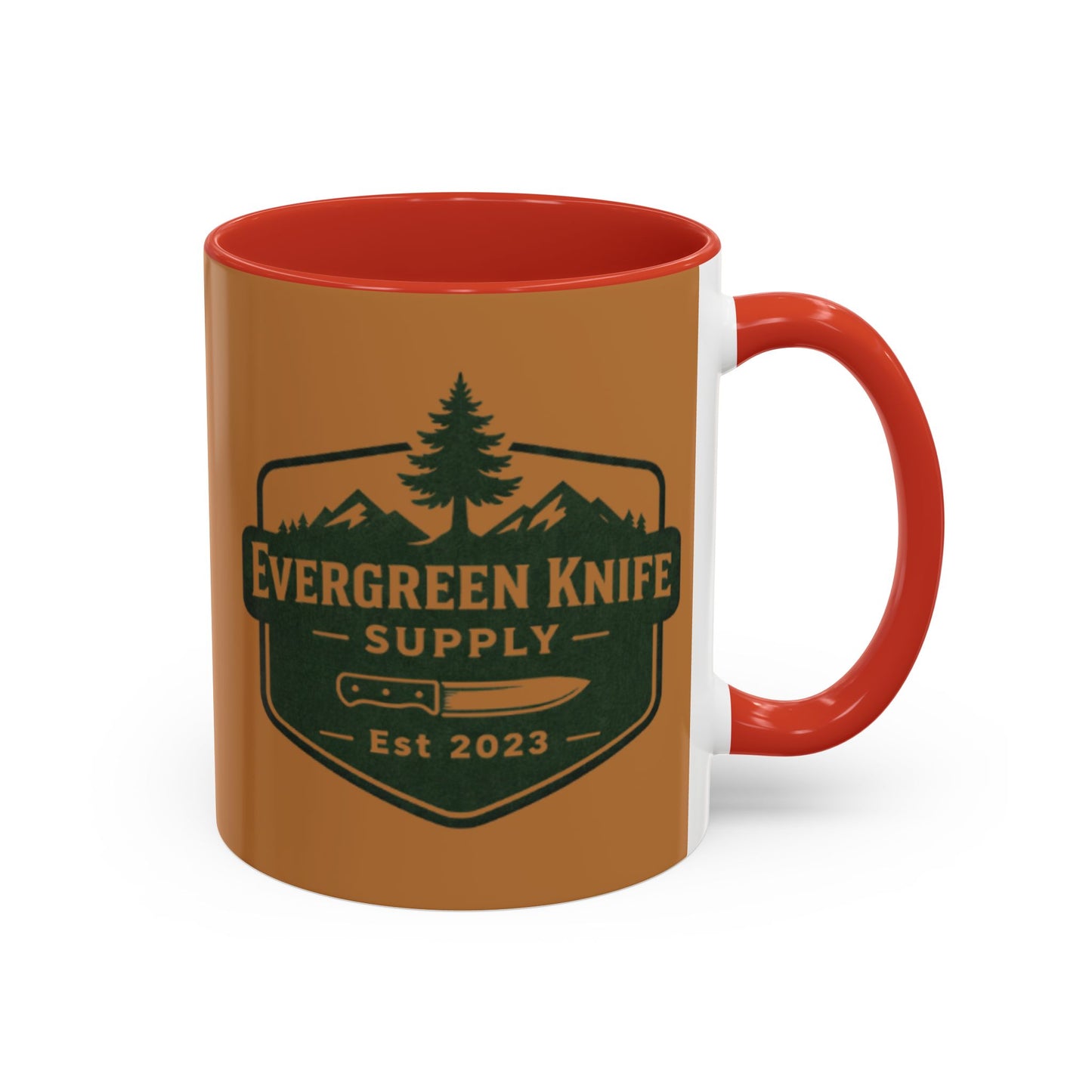Evergreen Knife Supply Coffee Mug — Rustic Outdoor Logo Accent Mug