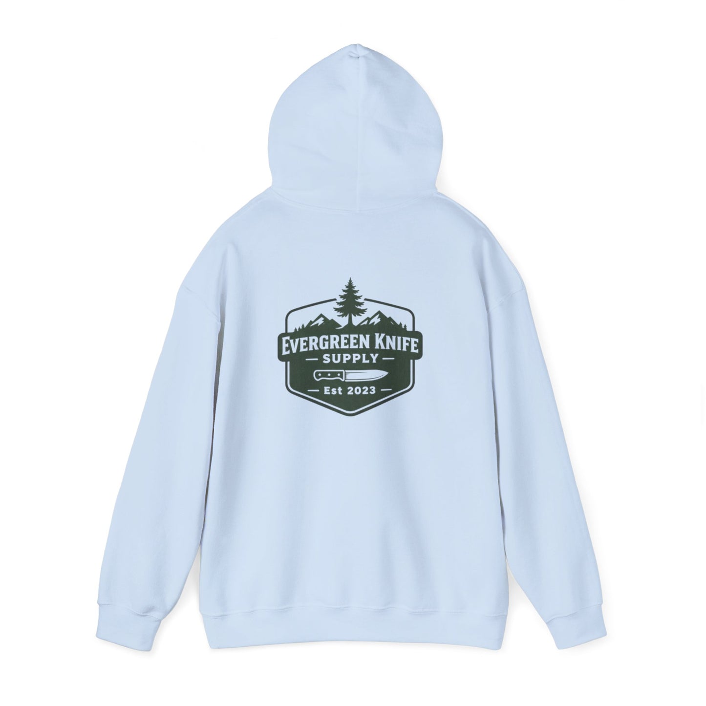 Evergreen Knife Supply Hoodie – Outdoor Camping Logo Sweatshirt