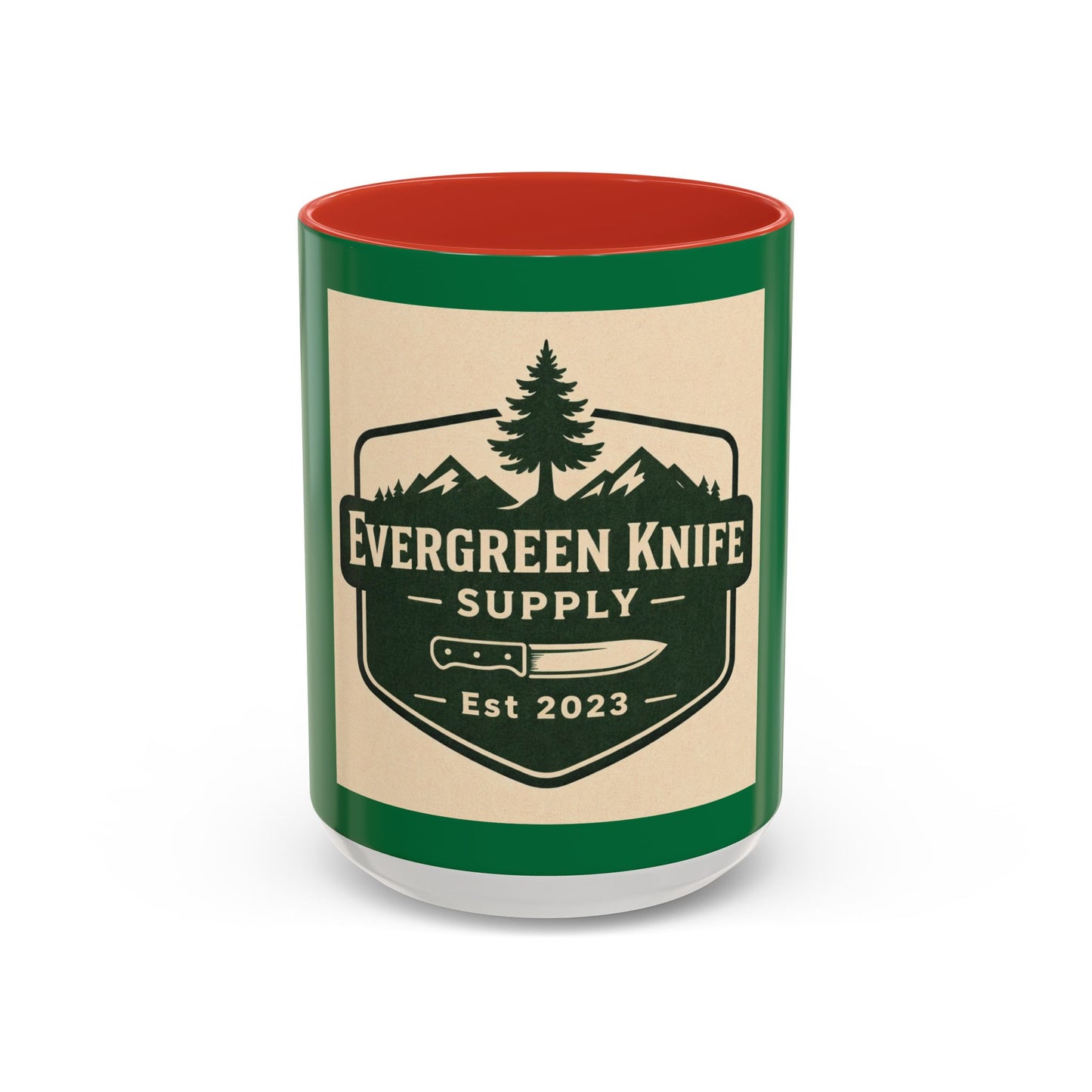 Evergreen Knife Supply Coffee Mug — Rustic Outdoor Camper 11/15oz Accent Mug