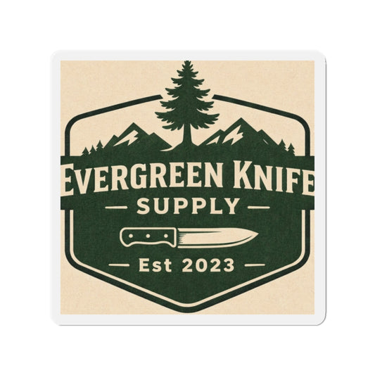 Evergreen Knife Supply Die-Cut Magnet — Outdoor Knife Logo Fridge Sticker (Est. 2023)