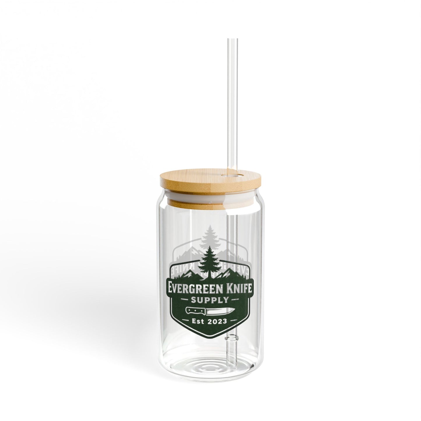 Evergreen Knife Supply 16oz Sipper Glass – Bamboo Lid Travel Tumbler