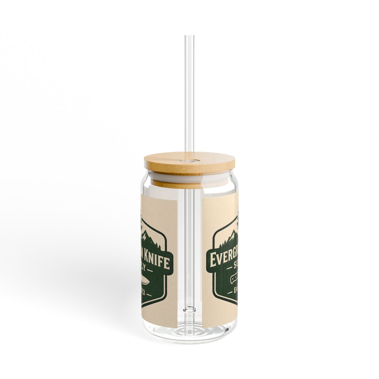Evergreen Knife Supply 16oz Sipper Glass – Bamboo Lid Travel Tumbler