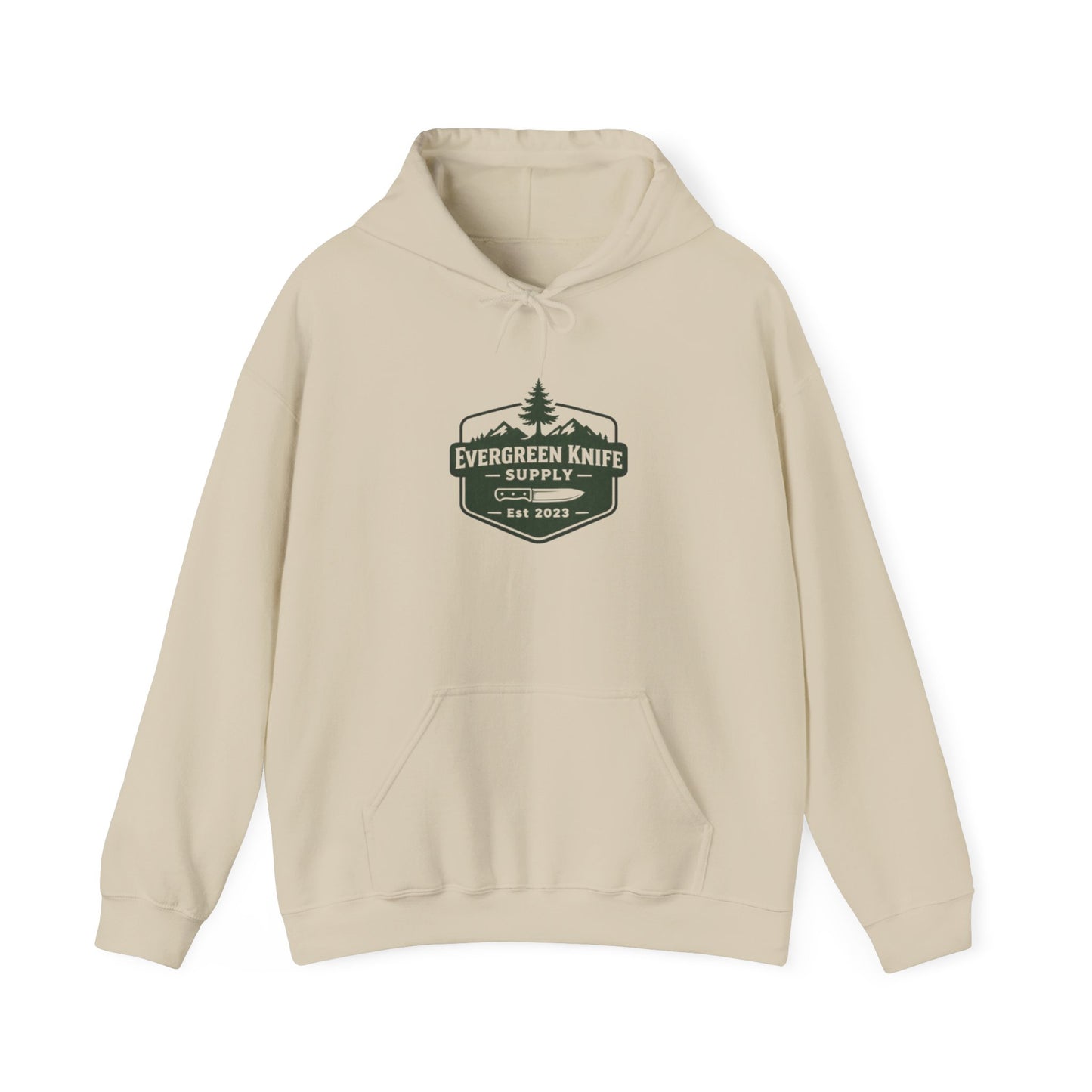 Evergreen Knife Supply Hoodie – Outdoor Camping Logo Sweatshirt