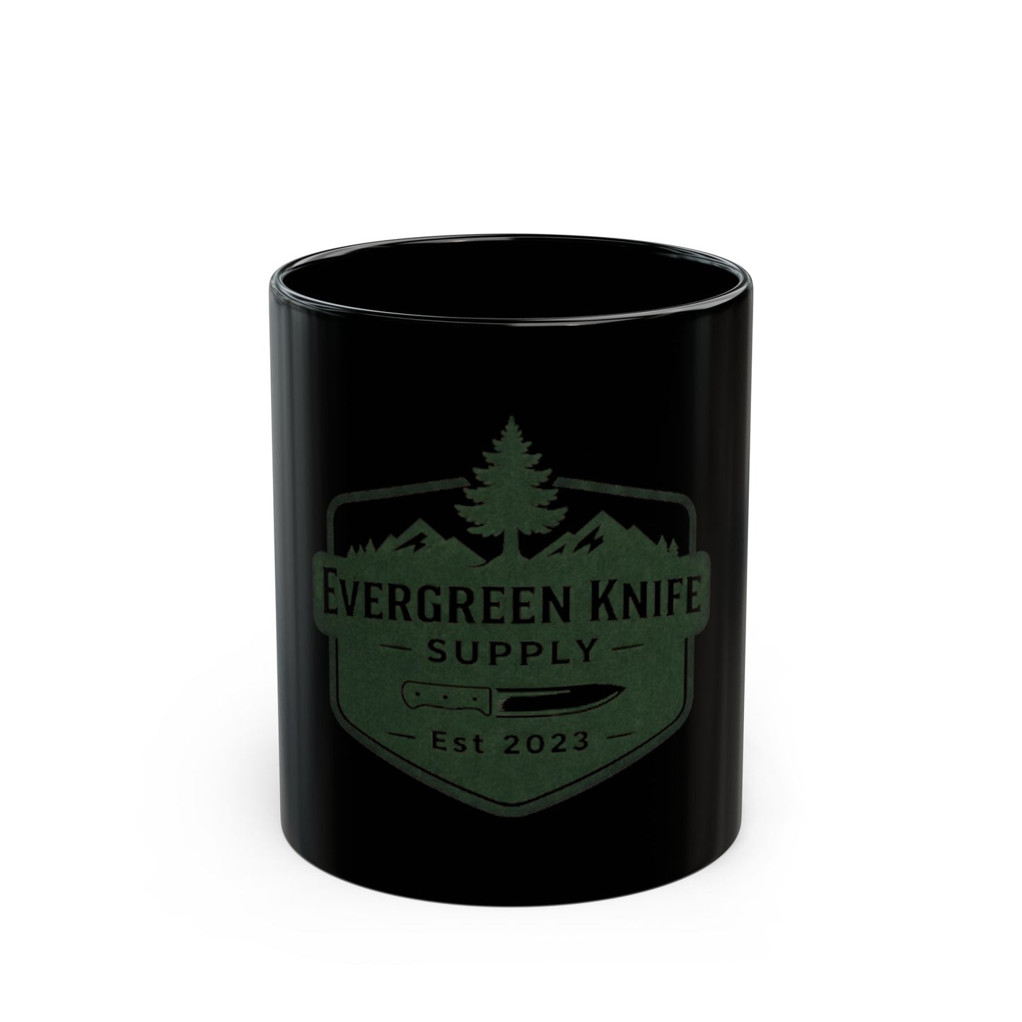 Evergreen Knife Supply Logo Mug — Black Coffee Cup (11oz, 15oz)
