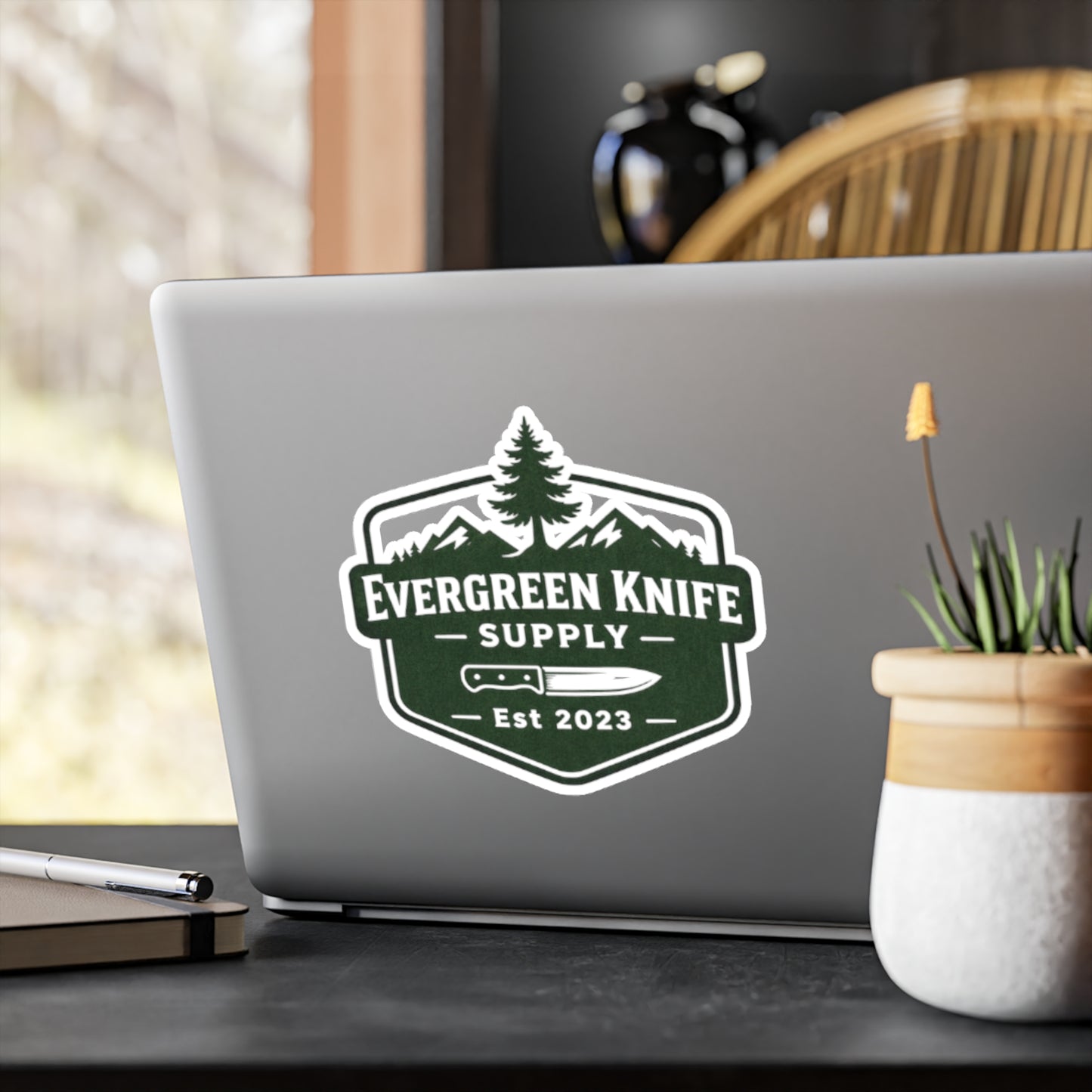 Evergreen Knife Supply Vinyl Sticker — Outdoor Knife Logo Decal (Kiss-Cut)