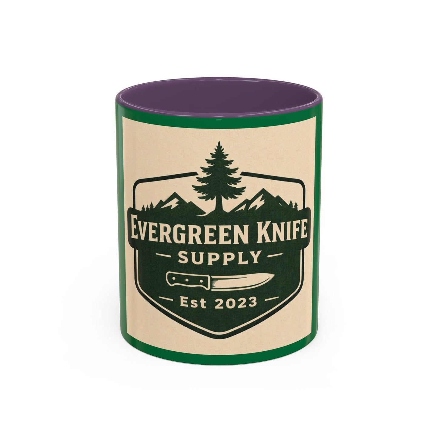 Evergreen Knife Supply Coffee Mug — Rustic Outdoor Camper 11/15oz Accent Mug