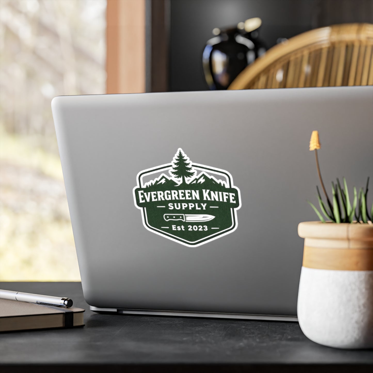 Evergreen Knife Supply Vinyl Sticker — Outdoor Knife Logo Decal (Kiss-Cut)